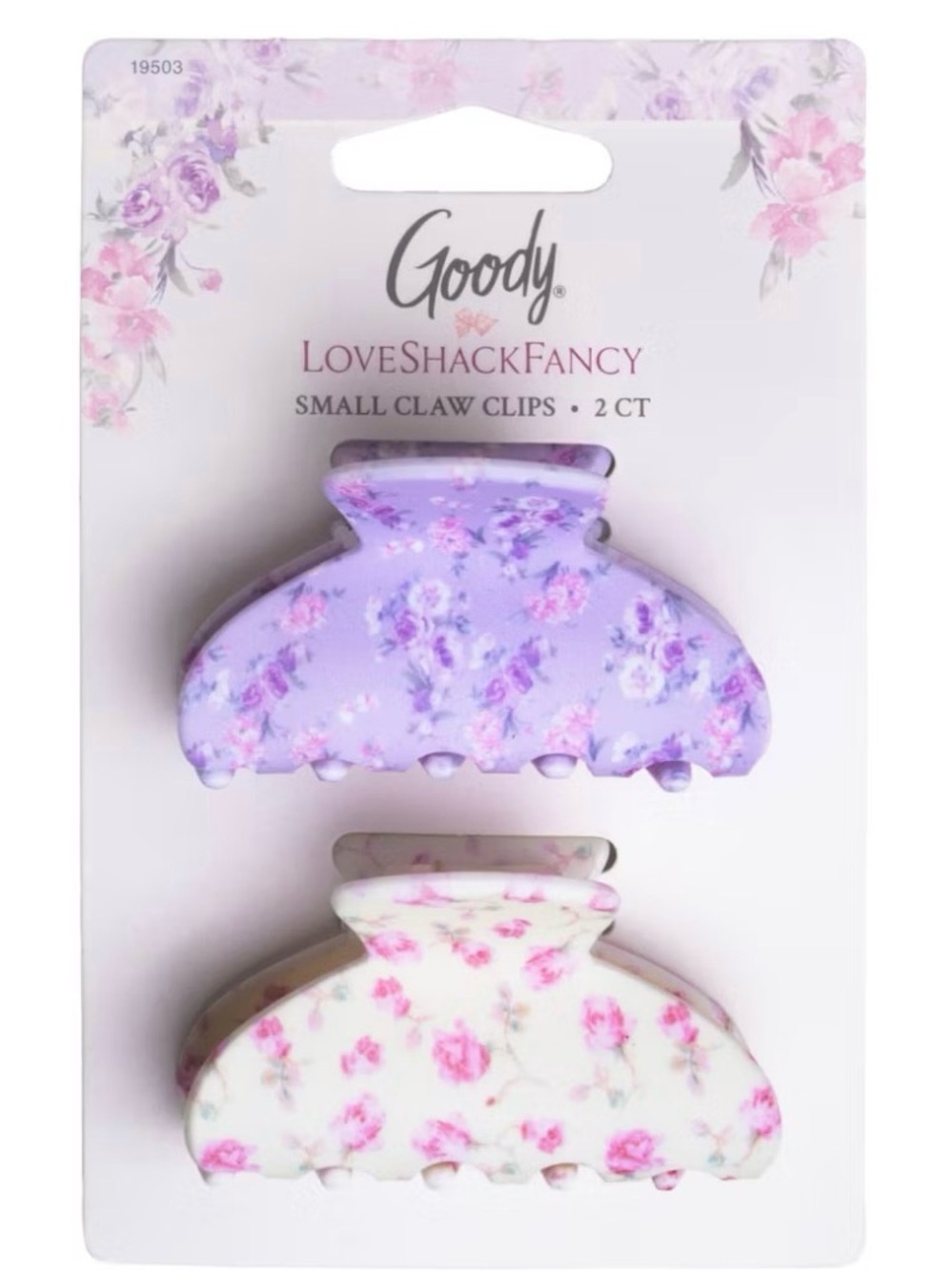 LoveShackFancy Lavender & Cream Floral Small Claw Clip Duo